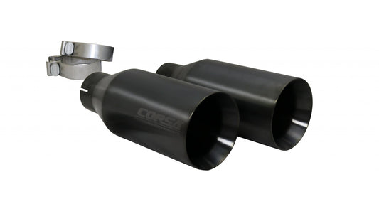 14051BPC Corsa Two Single 5 Inch Matte Black Pro-Series Tips Clamps Included Stainless Steel Corsa Performance - Mammoth Racing -COR14051BPC